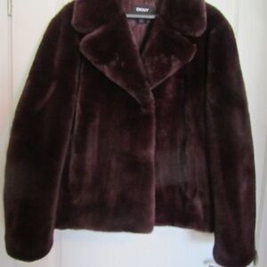 DKNY Women's Deep Purple Faux Fur Coat